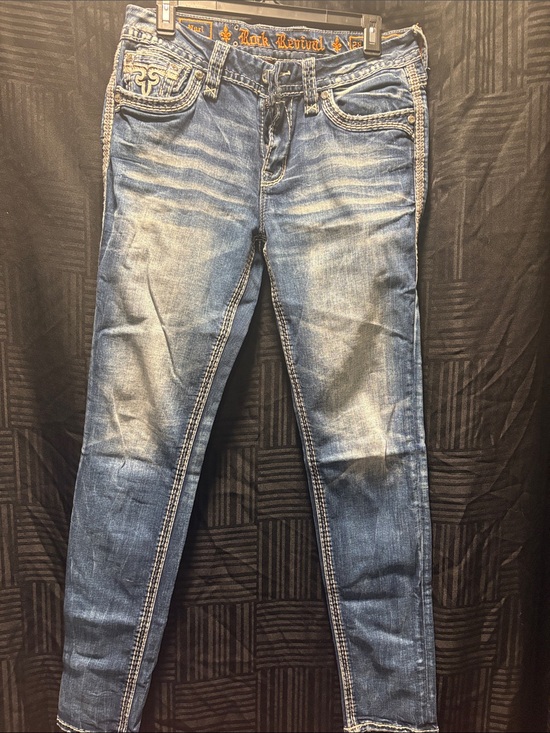 Rock Revival Denim - Rock Revival Women's Distressed Medium Blue Skinny Jeans